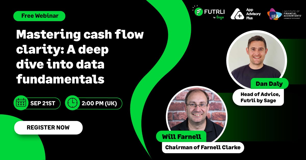Mastering cash flow clarity: A deep dive into data fundamentals with Futrli by Sage logo