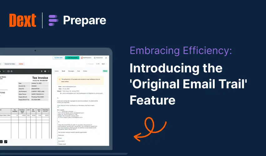 Embracing Efficiency: Introducing the ‘Original Email Trail’ Feature by Dext logo