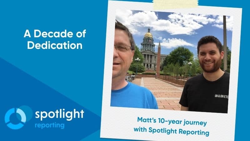 A decade of dedication: Matt’s 10-year journey with Spotlight Reporting logo